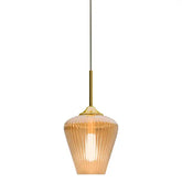 Calibo Ribbon Fluted Glass 280mm Pendant Light - Amber