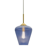 Calibo Ribbon Fluted Glass 280mm Pendant Light - Blue