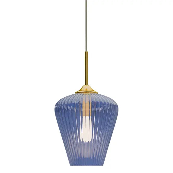 Calibo Ribbon Fluted Glass 280mm Pendant Light - Blue