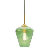 Calibo Ribbon Fluted Glass 280mm Pendant Light - Green