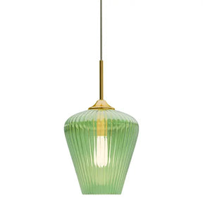 Calibo Ribbon Fluted Glass 280mm Pendant Light - Green