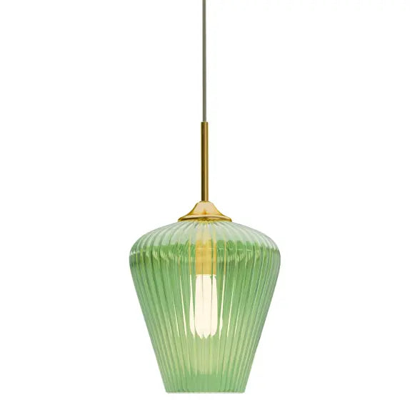 Calibo Ribbon Fluted Glass 280mm Pendant Light - Green