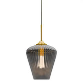 Calibo Ribbon Fluted Glass 280mm Pendant Light - Smoke