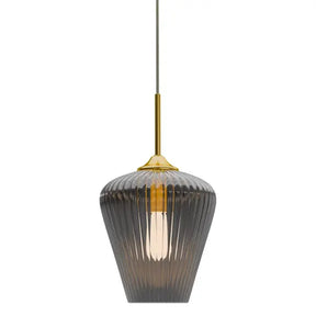 Calibo Ribbon Fluted Glass 280mm Pendant Light - Smoke