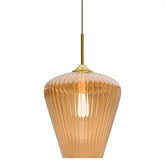 Calibo Ribbon Fluted Glass 360mm Pendant Light - Amber