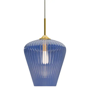 Calibo Ribbon Fluted Glass 360mm Pendant Light - Blue