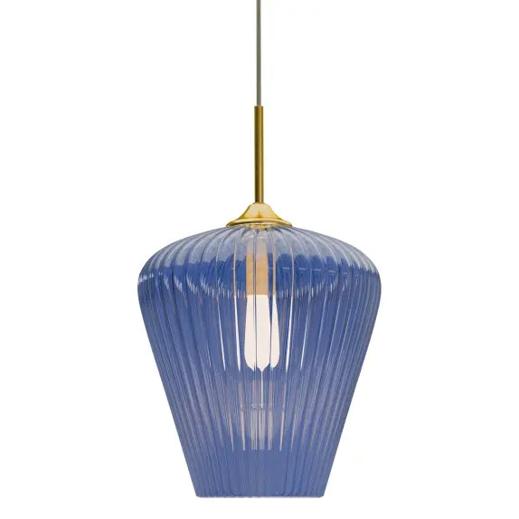 Calibo Ribbon Fluted Glass 360mm Pendant Light - Blue