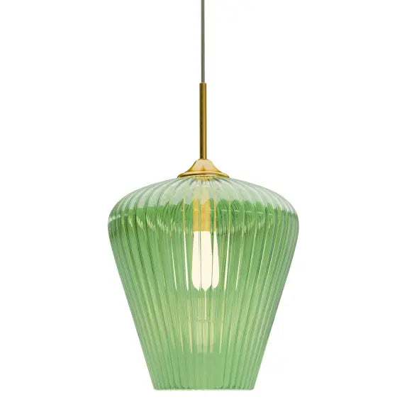Calibo Ribbon Fluted Glass 360mm Pendant Light - Green