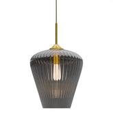 Calibo Ribbon Fluted Glass 360mm Pendant Light - Smoke
