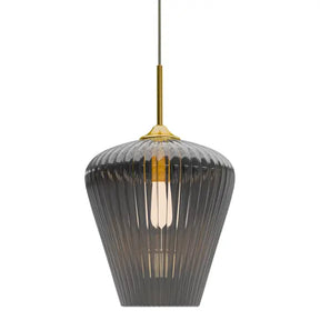 Calibo Ribbon Fluted Glass 360mm Pendant Light - Smoke