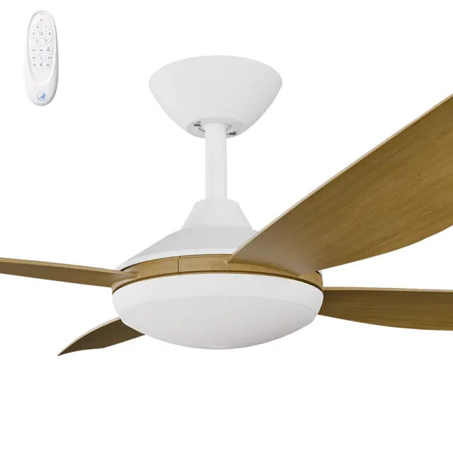 Vanga 52" Kit - White with Light (VAP-445M-WH-L) Plus Teak Blades (VAP-452B-TE) - Two Boxes