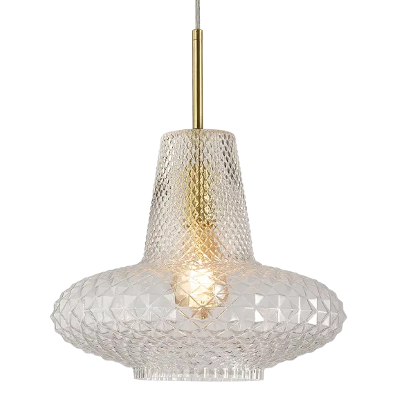 Calibo Sculpt Faceted Cut Glass 1 Light Pendant - Gold & Clear