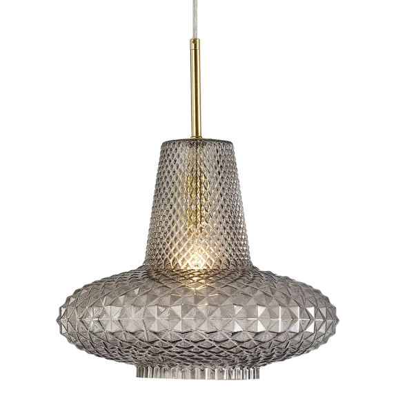 Calibo Sculpt Faceted Cut Glass 1 Light Pendant - Gold & Smoke