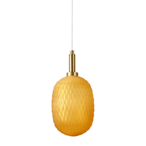Calibo Lark Diamond Pattern 124mm Glass Pendant - Amber