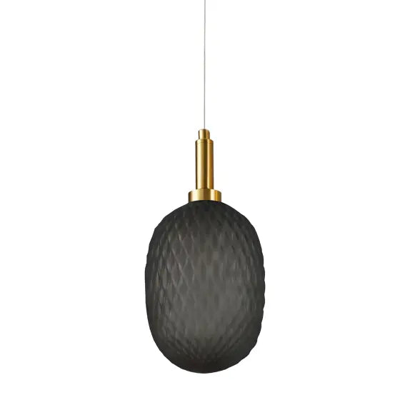 Calibo Lark Diamond Pattern 124mm Glass Pendant - Smoke