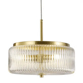 Calibo Whistler Ribbed Glass 3 Light Pendant - Gold and Clear
