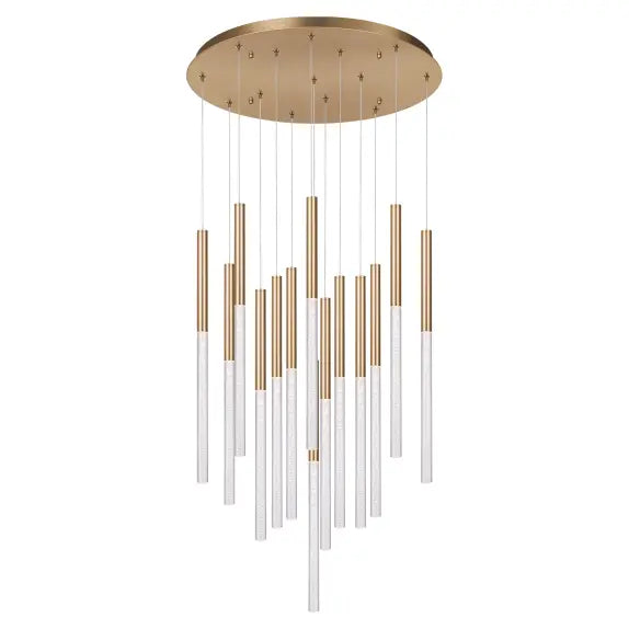 Calibo Rhea 14 Light Pencil Drop LED Pendant - Brass