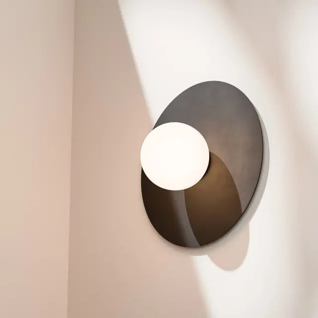 Crest Orb Diam120 Wall Light G9 Black with Opal IP44