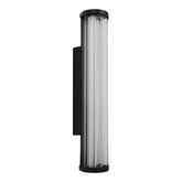 Junco Ribbed Glass 420mm LED Wall Light 16W TRI Colour Non-dimmable Black IP65