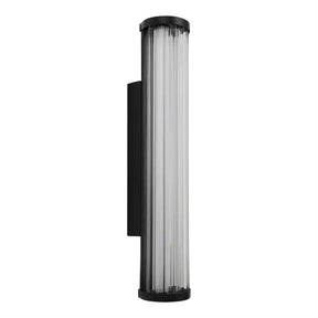 Junco Ribbed Glass 420mm LED Wall Light 16W TRI Colour Non-dimmable Black IP65