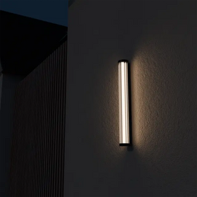 Junco Ribbed Glass 420mm LED Wall Light 16W TRI Colour Non-dimmable Black IP65