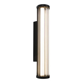 Junco Ribbed Glass 420mm LED Wall Light 16W TRI Colour Non-dimmable Black IP65