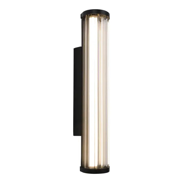 Junco Ribbed Glass 420mm LED Wall Light 16W TRI Colour Non-dimmable Black IP65