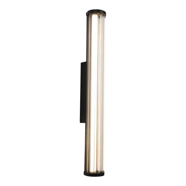 Junco Ribbed Glass 620mm LED Wall Light 18W TRI Colour Non-dimmable Black IP65