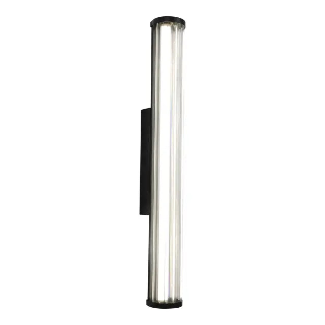 Junco Ribbed Glass 620mm LED Wall Light 18W TRI Colour Non-dimmable Black IP65