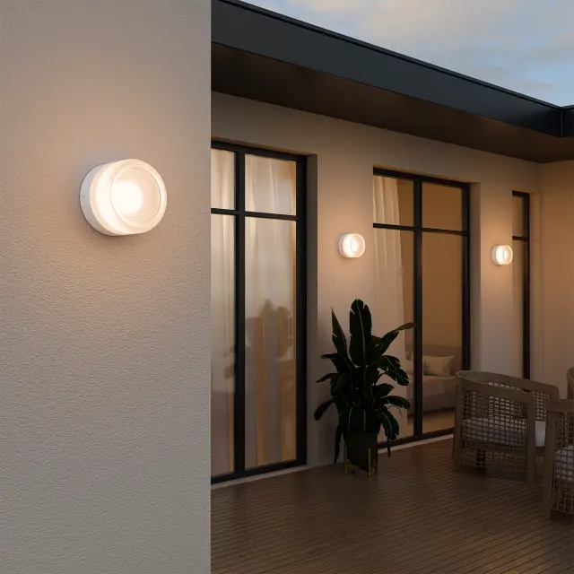 Calibo Gull Round Frosted Acrylic 3CCT LED Exterior Wall Light