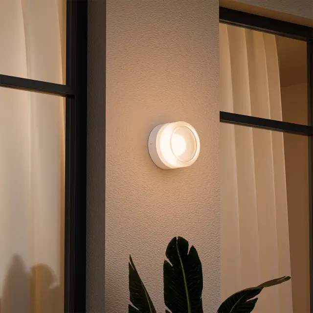 Calibo Gull Round Frosted Acrylic 3CCT LED Exterior Wall Light