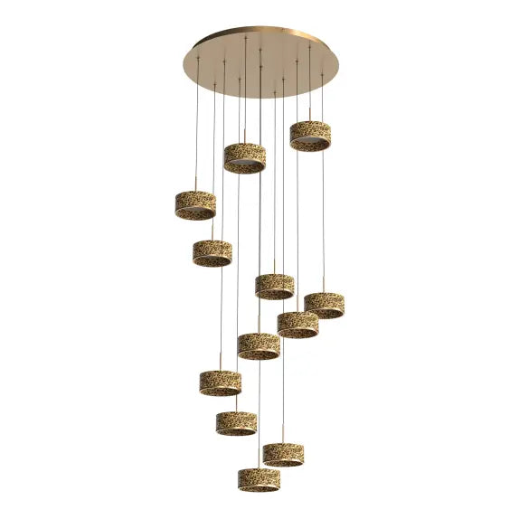 Calibo Couas Textured Honeycomb 3CCT LED Cluster Pendant - Gold