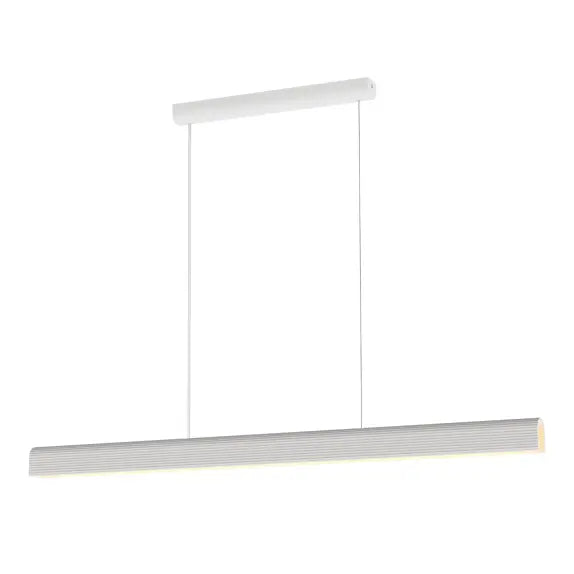 Calibo Munia Sculptural Ribbed LED Linear Pendant with Paintable Gypsum Surface - White