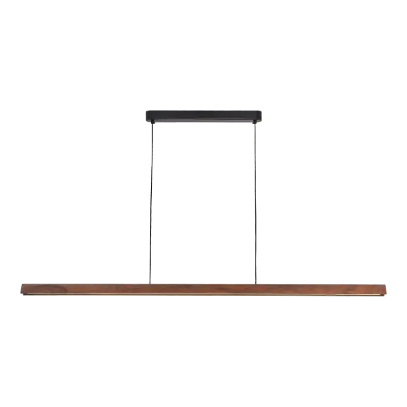 Calibo Avocent 2000mm Slim Timber Triangular Edge LED Linear Pendant - Walnut with Black