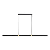 Calibo Aquila 1500mm Timber Tubular LED Linear Pendant with Brass Finish Collar - Black Ash with Black