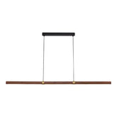 Calibo Aquila 1500mm Timber Tubular LED Linear Pendant with Brass Finish Collar - Walnut with Black