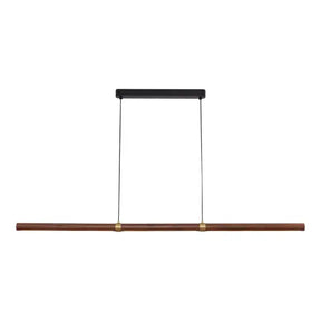 Calibo Aquila 1500mm Timber Tubular LED Linear Pendant with Brass Finish Collar - Walnut with Black