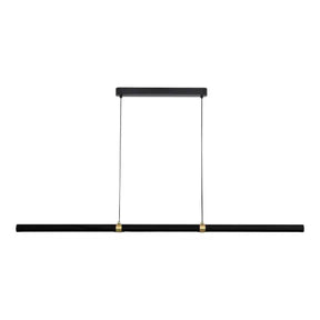 Calibo Aquila 2000mm Timber Tubular LED Linear Pendant with Brass Finish Collar - Black Ash with Black
