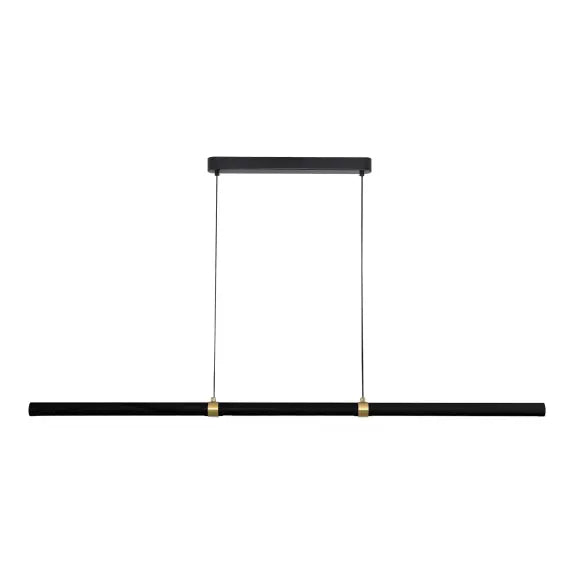 Calibo Aquila 2000mm Timber Tubular LED Linear Pendant with Brass Finish Collar - Black Ash with Black