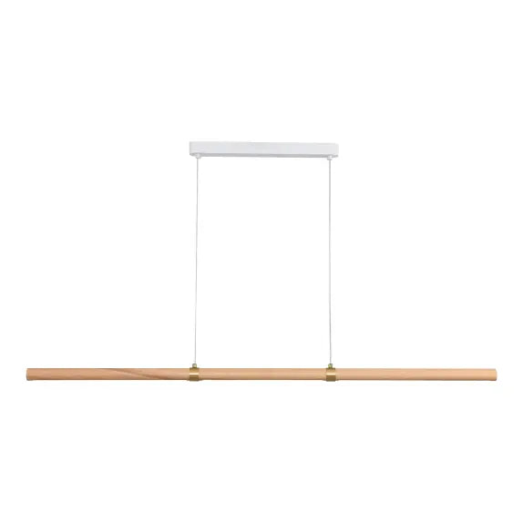 Calibo Aquila 2000mm Timber Tubular LED Linear Pendant with Brass Finish Collar - Ash with White