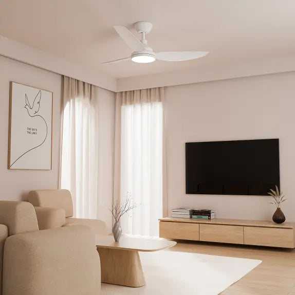 Sora DC 48" (1220mm) White 18W LED - All ABS, Quick Connect Blade System Wall Controller & Remote Included