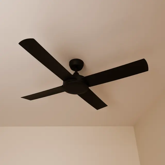 Breeze Silent AC PRO 48" Black All ABS No Light with 3 Speed Wall Controller