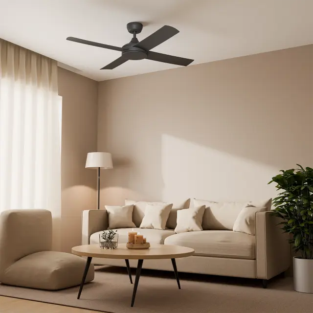 Breeze Silent AC PRO 48" Black All ABS No Light with 3 Speed Wall Controller