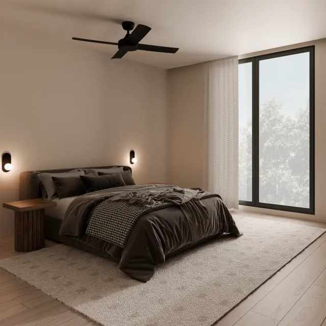 Breeze Silent AC PRO 48" Black All ABS No Light with 3 Speed Wall Controller