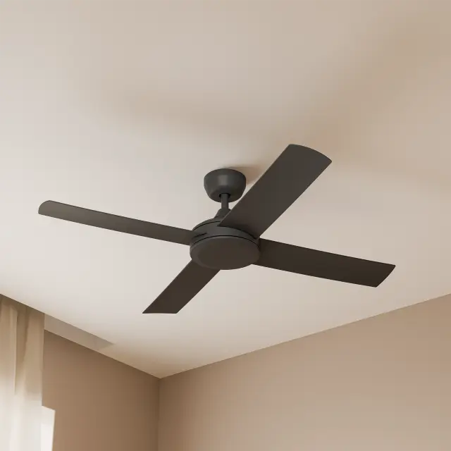Breeze Silent AC PRO 48" Black All ABS No Light with 3 Speed Wall Controller