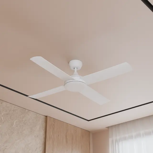 Breeze Silent AC PRO 48" White All ABS No Light with 3 Speed Wall Controller