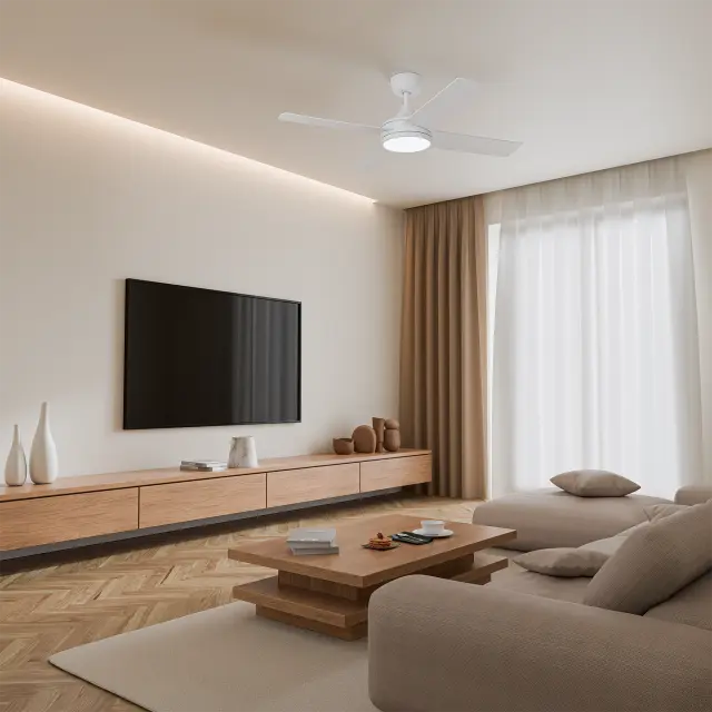 Breeze Silent AC PRO 48" White All ABS with 24w LED Light kit with 3 Speed Wall Controller
