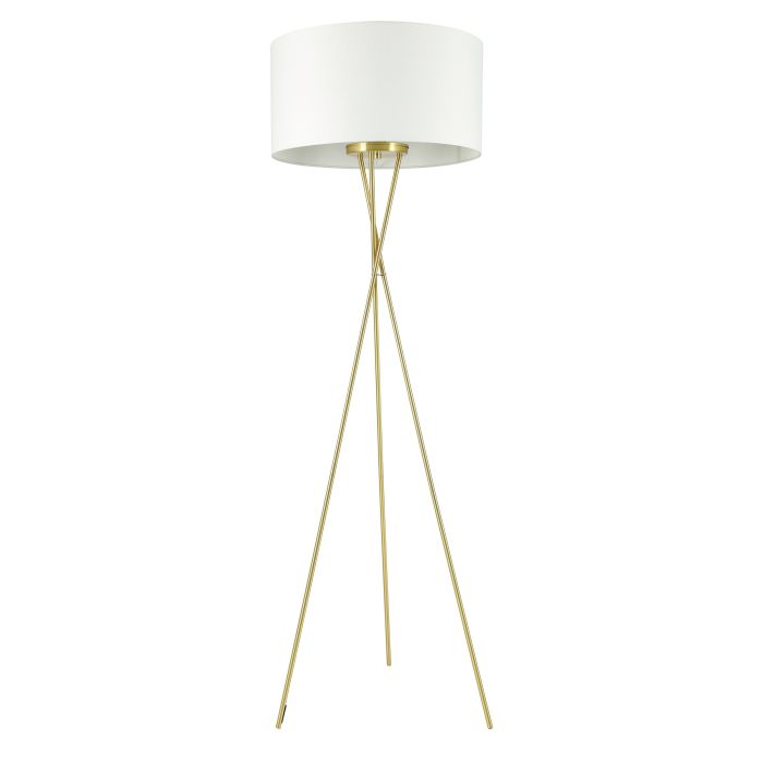 Fondachelli F/l 1x28w E27 Brs Matt/wht - Floor Lamp - Lux Lighting