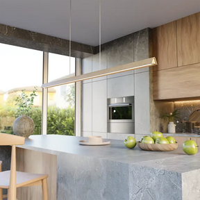 Calibo Avocent 2000mm Slim Timber Triangular Edge LED Linear Pendant - Ash with White