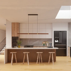 Calibo Aquila 1500mm Timber Tubular LED Linear Pendant with Brass Finish Collar - Ash with White